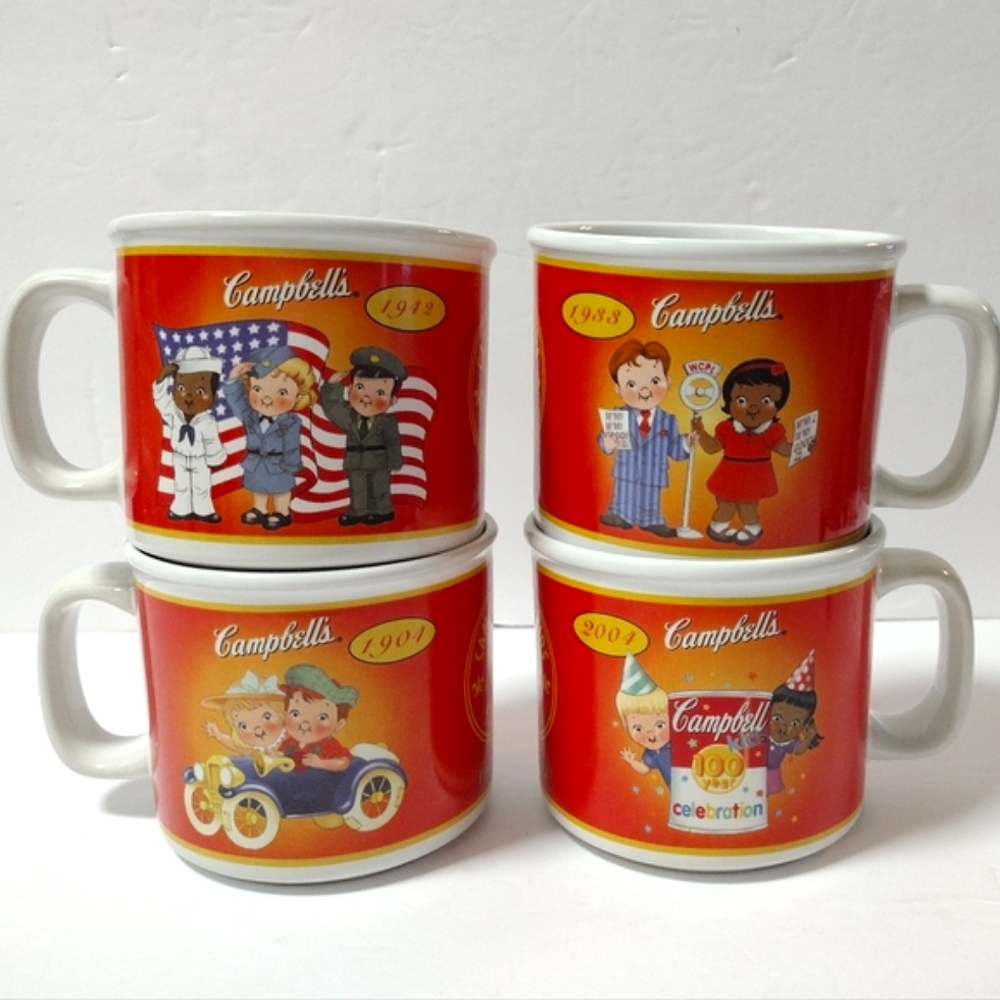 Campbell's Soup Mug 2003 100 Year Anniversary Vintage Ceramic Cups Set Of 4